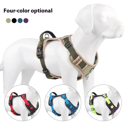 Anti-Pull Reflective Dog Harness with Multi-Point Adjustment No Pull Pet Vest for Pet Dogs Chew Proof and Durable