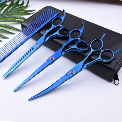 Professional Grooming Shears For Dogs Pet Hair Grooming Scissors Kit with Safety Round Tip