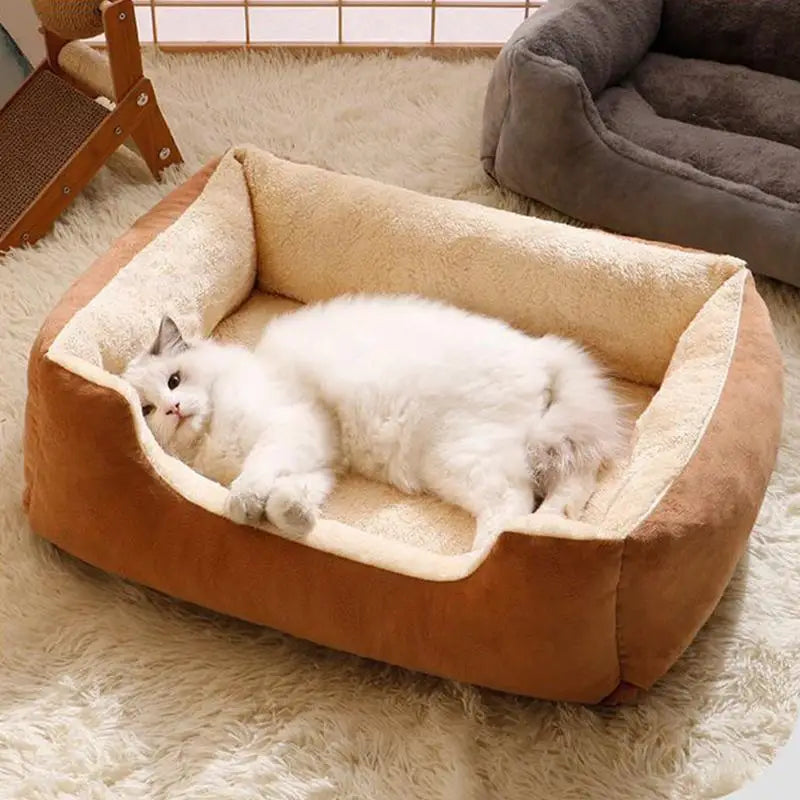 Square Nest Pet Large Dog Bed for Small Medium Dogs Soft Fleece Nest Big Dog Sofa Bed Winter Warm Cat House for Pet ﻿