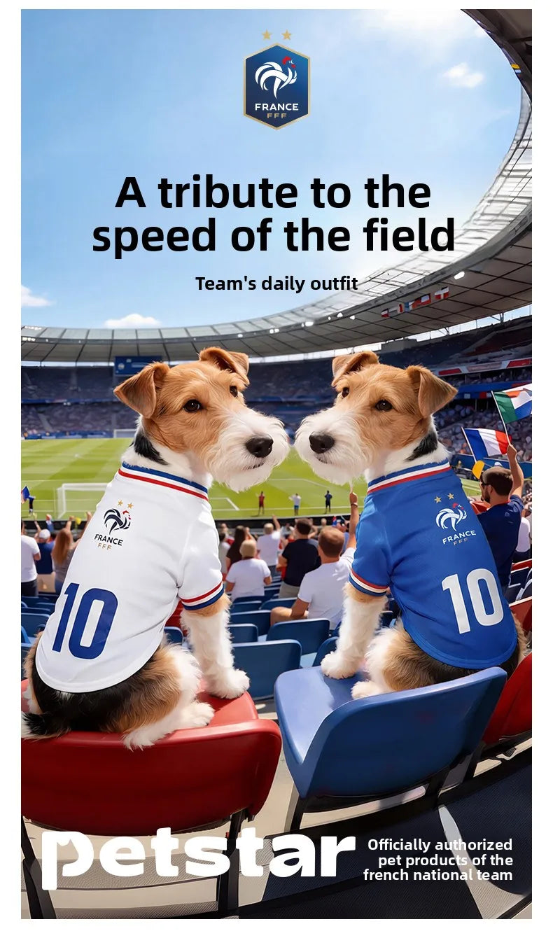 French Football team Pet Breathable Mesh Jersey Summer Quick Dry Vest Thin Cool T Shirt Clothes for Cats Dogs Puppy