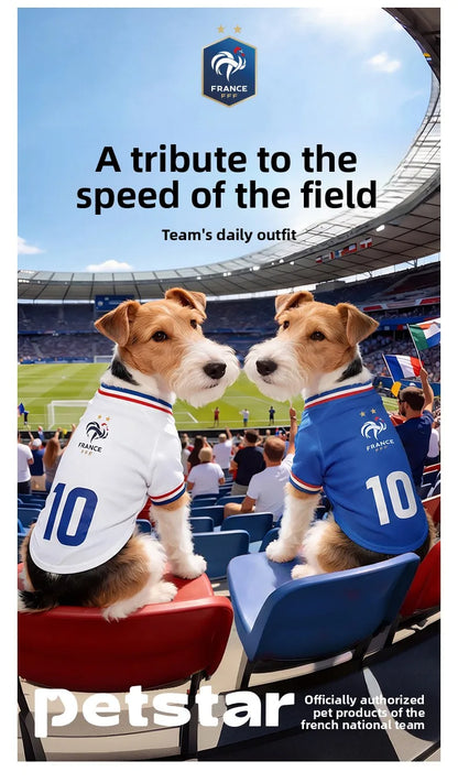 French Football team Pet Breathable Mesh Jersey Summer Quick Dry Vest Thin Cool T Shirt Clothes for Cats Dogs Puppy