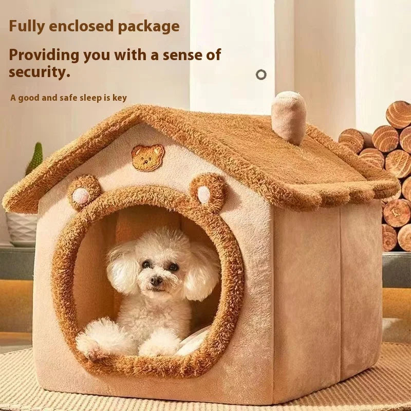 🏠 All-Season Cozy Pet House Bed