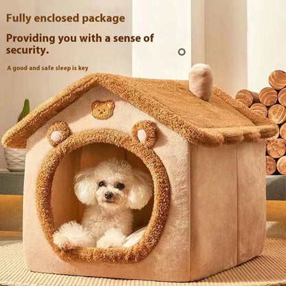 🏠 All-Season Cozy Pet House Bed