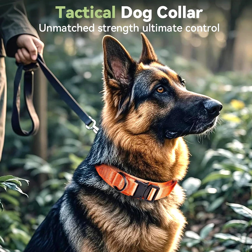 Tactical Dog Collar with Handle Adjustable Military Nylon Collar Comfortable & Durable Heavy Duty for Medium and Large Dogs