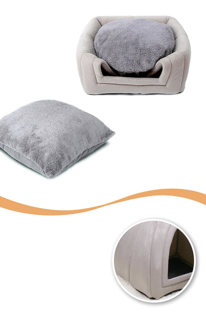 🏠 Cute Plush Cat House Bed