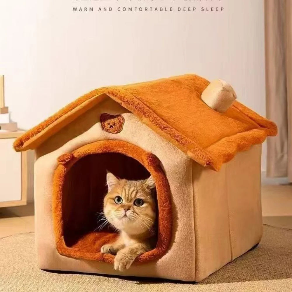 🏠 All-Season Cozy Pet House Bed