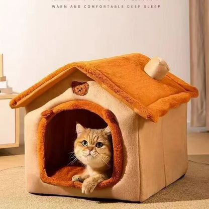 🏠 All-Season Cozy Pet House Bed