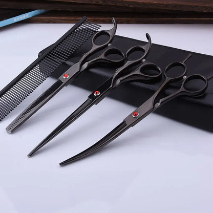 Professional Grooming Shears For Dogs Pet Hair Grooming Scissors Kit with Safety Round Tip