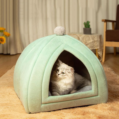 🏠 Cute Plush Cat House Bed